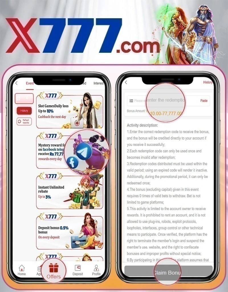 X777 Redemption Code 1 October